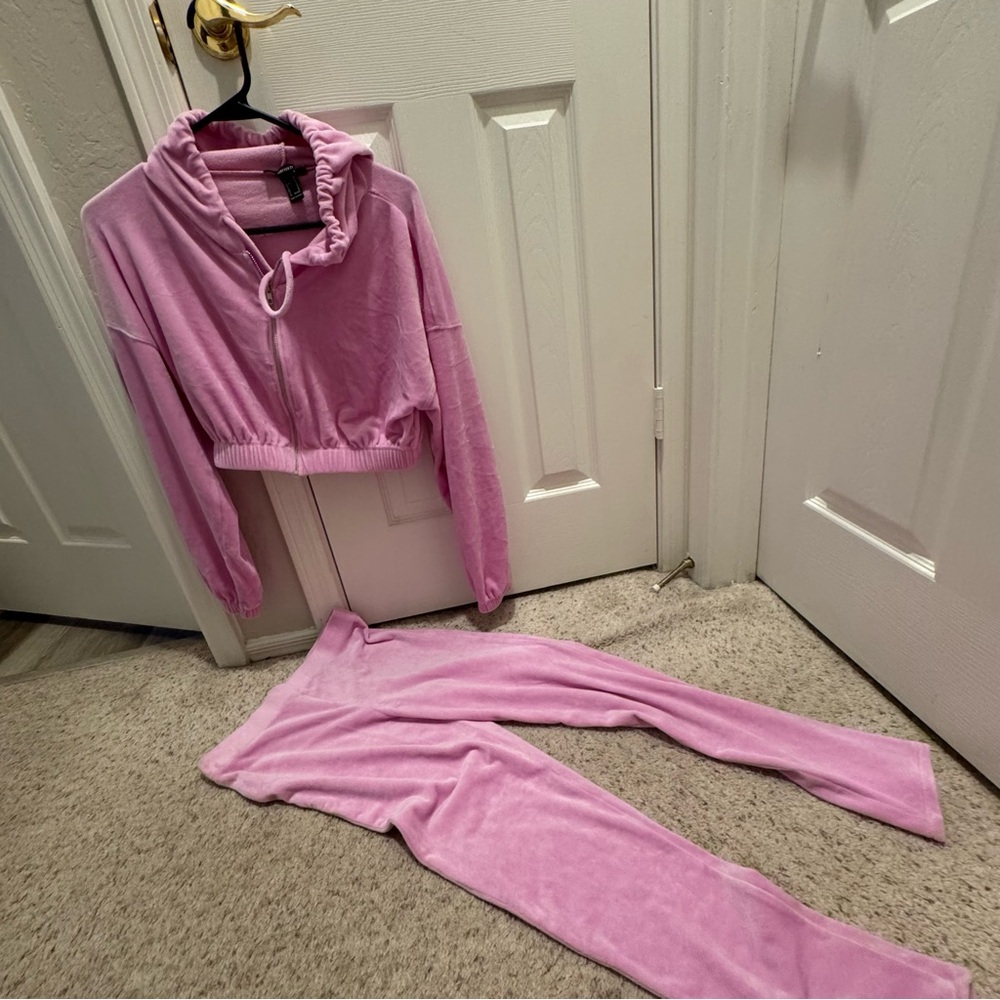 Forever 21 Soft Pink Velour Set